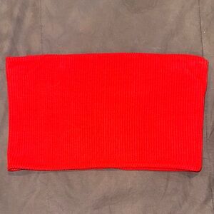 Topshop Red Ribbed Tube Top
